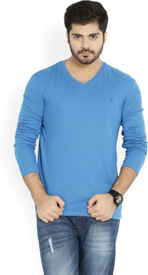 

United Colors of Benetton Solid Men' V-neck Blue T-Shirt, 05q