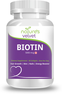 

Natures Velvet Lifecare NVL Biotin 5000mcg, for Healthy Hair, Skin & Nails and Energy, 60 Softgels(60 No)