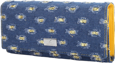 K London Women Blue Artificial Leather Wallet(4 Card Slots)