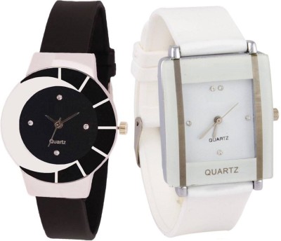 KNACK black white color fancy beautiful glass watch with White square shape simple and professional women Watch  - For Girls   Watches  (KNACK)