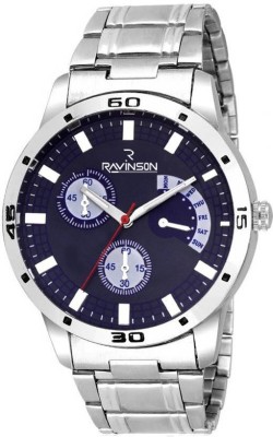 RAVINSON R1702SM04 New 1702SM04 Blue Dial Stainless Steel Casual Analog Wrist Watch Watch  - For Men   Watches  (Ravinson)