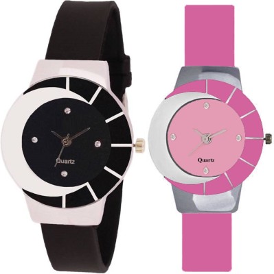 KNACK black and white beautiful watch with pink and white multicolor and attractive glass gloryfor women Watch  - For Girls   Watches  (KNACK)