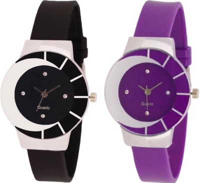 KNACK black and white beautiful watch with purple and white multicolor and attractive glass glory for women Watch  - For Girls   Watches  (KNACK)