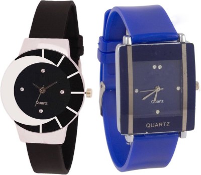 KNACK black white color fancy beautiful glass watch with Blue square shape simple and professional women Watch  - For Girls   Watches  (KNACK)