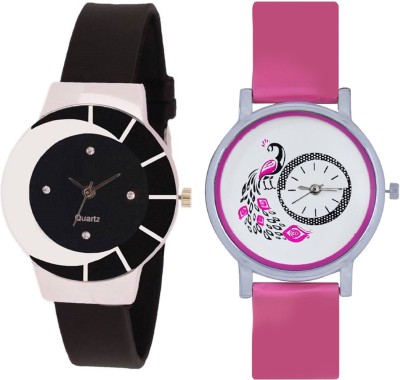 KNACK black white color fancy beautiful glass watch pink glory designer and beatiful peacock fancy women Watch  - For Girls   Watches  (KNACK)
