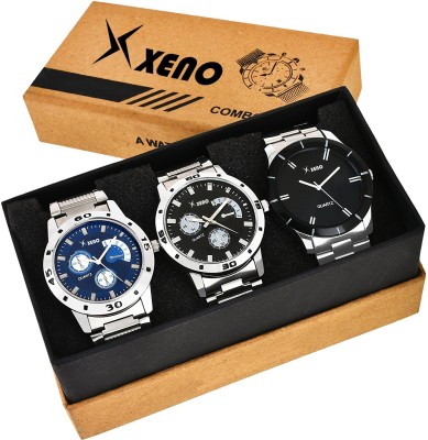 Xeno Metal Chronograph Triple Combo 005-003-043 New Look Fashion Stylish Titanium Men Watch  - For Boys   Watches  (Xeno)
