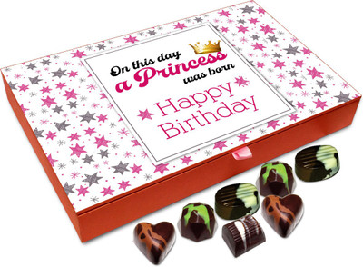 

Chocholik Gift Box - A Princess Was Born On This Day Chocolate Box - 12pc Truffles(144 g)