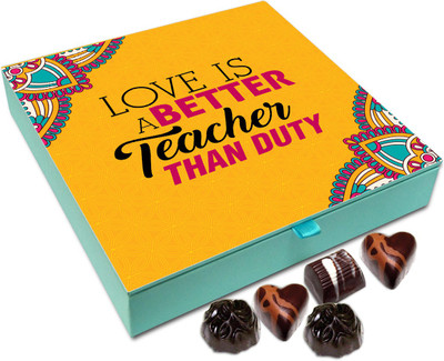 

Chocholik Gift Box - Love Is A Better Teacher Than Duty Chocolate Box - 9pc Truffles(108 g)