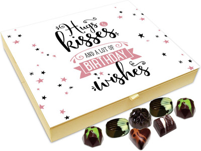 

Chocholik Gift Box - Hugs Kisses And Lots Of Birthday Wishes Chocolate Box - 20pc Truffles(240 g)