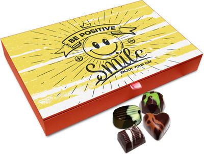 

Chocholik Gift Box - Be Positive Smile And Enjoy Your Day Chocolate Box - 12pc Truffles(144 g)
