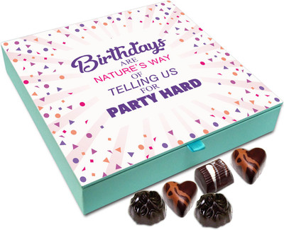 

Chocholik Gift Box - Party Hard On Birthday Chocolate Box - 9pc Truffles(108 g)