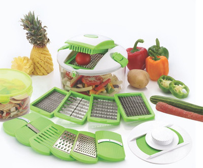 Nestwell Kitchen king 12 in 1 Vegetable Cutter & Slicer, Grater With Round Container Lock System Vegetable & Fruit Grater & Slicer(1 chopper set)