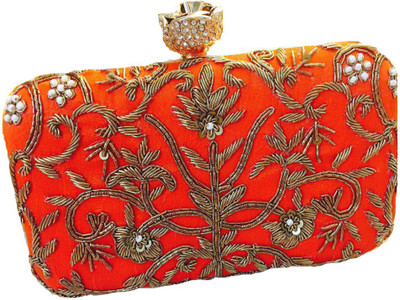 

CRAFTBAZAAR Party Orange Clutch
