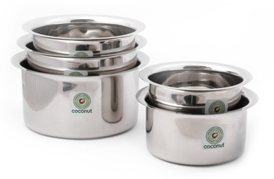 

Coconut Tope Induction Bottom Cookware Set(Stainless Steel, 5 - Piece), Silver