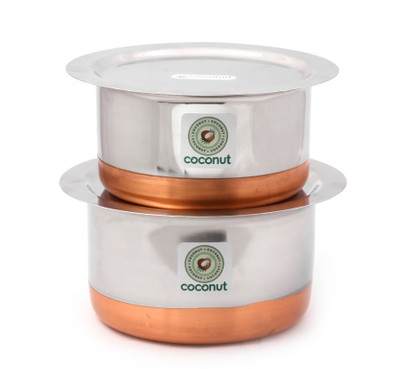 

Coconut Copper Bottom Tope & Lid Cookware Set(Stainless Steel, 4 - Piece), Silver