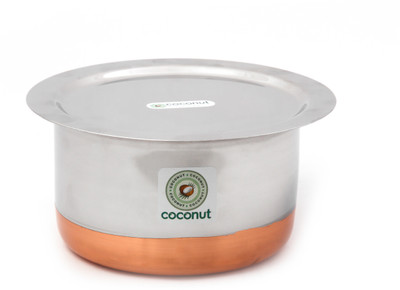 

Coconut Copper Bottom Tope & Lid Cookware Set(Stainless Steel, 2 - Piece), Silver