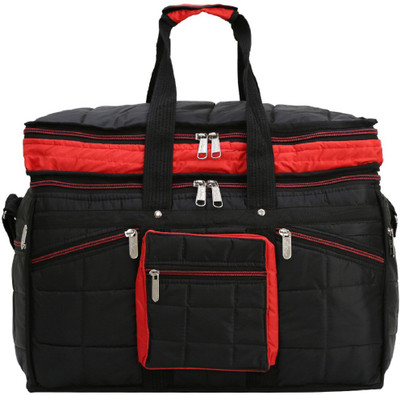 

SuiDhaga PU Black+Red Casual Expandable Travelling Bag 1 Main Compartments 4 Small & 1 Insider Zippered Pockets For Men/Women Travel Duffel Bag(Multicolor)