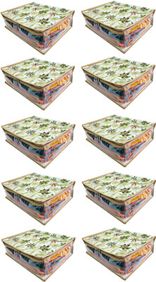 atorakushon designer Set of 10 pcs Multipurpose Flower Print Transparent Saree cover,Wardrobe Organiser At Flwr Printed T.P.Sari 8inch pck10(Multicolor)