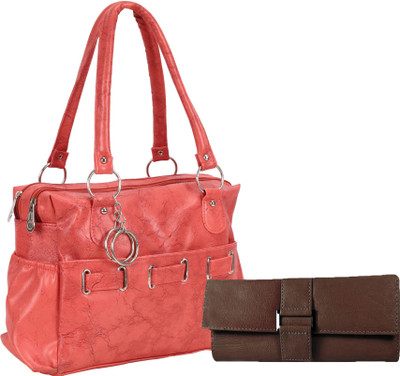 Lady bar Shoulder Bag(Pink, Brown), Brown;pink