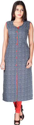 mokshi Women Chevron/Zig Zag Straight Kurta(Blue) mokshi Women Chevron/Zig Zag Straight Kurta(Blue)