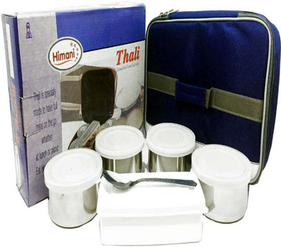 

Himani Thali Lunch Box with 5 Air Tight Containers & 1 Spoon 5 Containers Lunch Box(150 ml), Steel grey