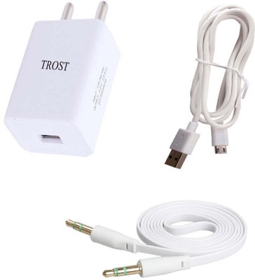 TROST Wall Charger Accessory Combo for Redmi Note 4A(White)