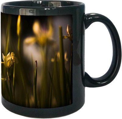 

Arkist withered yellow flowers wallpaper Black Ceramic Mug(340 ml), Multicolor