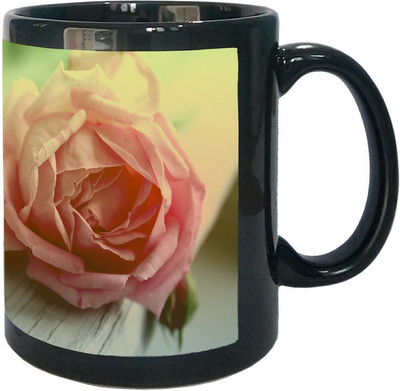 

Arkist withered peach rose wallpaper Black Ceramic Mug(340 ml), Multicolor