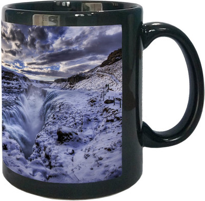

Arkist waterfall rift iceland wallpaper Black Ceramic Mug(340 ml), Multicolor