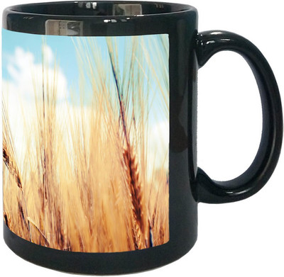 

Arkist wheat ears wallpaper Black Ceramic Mug(340 ml), Multicolor