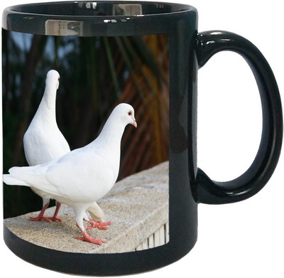 

Arkist white pigeons wallpaper Black Ceramic Mug(340 ml), Multicolor