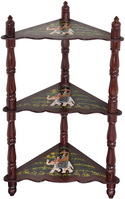 

Lal Haveli Hand-Painted 3 Tier Shelf Solid Wood Corner Table(Finish Color - Glossy)