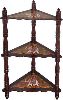 

Lal Haveli Hand-Painted 3 Tier Shelf Solid Wood Corner Table(Finish Color - Glossy)