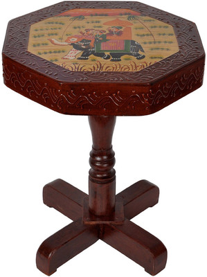 

Lal Haveli Hand-Painted Telephone / Corner Stool Solid Wood Bedside Table(Finish Color - Brown)