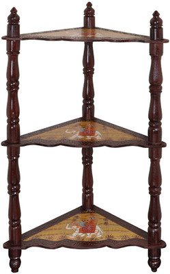 

Lal Haveli Hand-Painted 3 Tier Shelf Solid Wood Corner Table(Finish Color - Glossy)