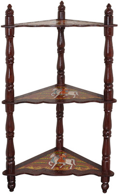 

Lal Haveli Hand-Painted 3 Tier Shelf Solid Wood Corner Table(Finish Color - Glossy)