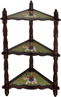 

Lal Haveli Hand-Painted 3 Tier Shelf Solid Wood Corner Table(Finish Color - Glossy)