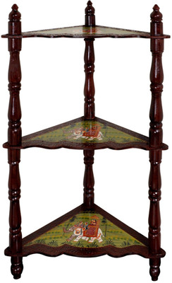 

Lal Haveli Hand-Painted 3 Tier Shelf Solid Wood Corner Table(Finish Color - Glossy)