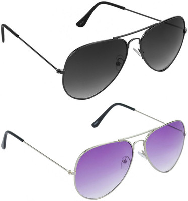 Hrinkar Aviator Sunglasses(Grey, Violet