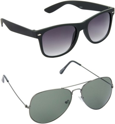 Hrinkar Wayfarer Sunglasses(For Men & Women, Grey, Green)