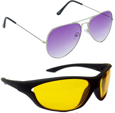 Hrinkar Aviator Sunglasses(Violet, Yellow