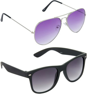 Hrinkar Aviator Sunglasses(For Men & Women, Violet, Grey)