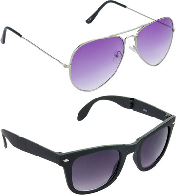 Hrinkar Aviator Sunglasses(Violet, Grey