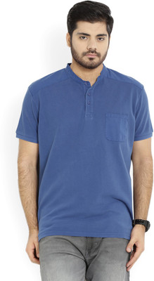 

United Colors of Benetton. Solid Men's Henley Blue T-Shirt, 34g