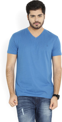 United Colors of Benetton Solid Men' V-neck Blue T-Shirt, 05q