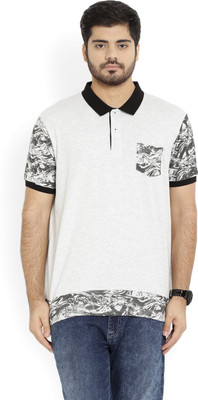 

United Colors of Benetton Printed Men' Polo Neck Black, Grey T-Shirt, 506