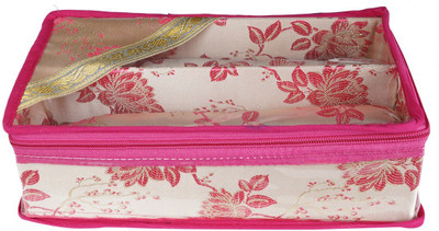 

SuiDhaga Jama Pink Zippered Designer Bangle & Box Organiser 2 Rods Vanity Box(Fuschia)