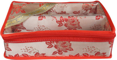 

SuiDhaga Jama Red Zippered Designer Bangle Box Organiger 2 Rods Vanity Box(Red)
