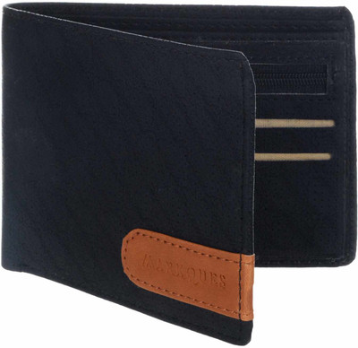 

MARKQUES Men Black Artificial Leather Wallet(6 Card Slots), Black-01
