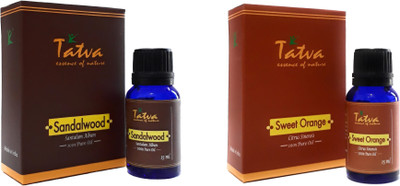 

Tatva 100% Pure Essential Oil- COMBO (Sandalwood 15ml & Sweet Orange 15ml), by VZIPPY(30 ml)